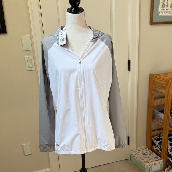 Adidas White and Gray Zip-Up  Golf Jacket. Women’s size XL. - Picture 1 of 3